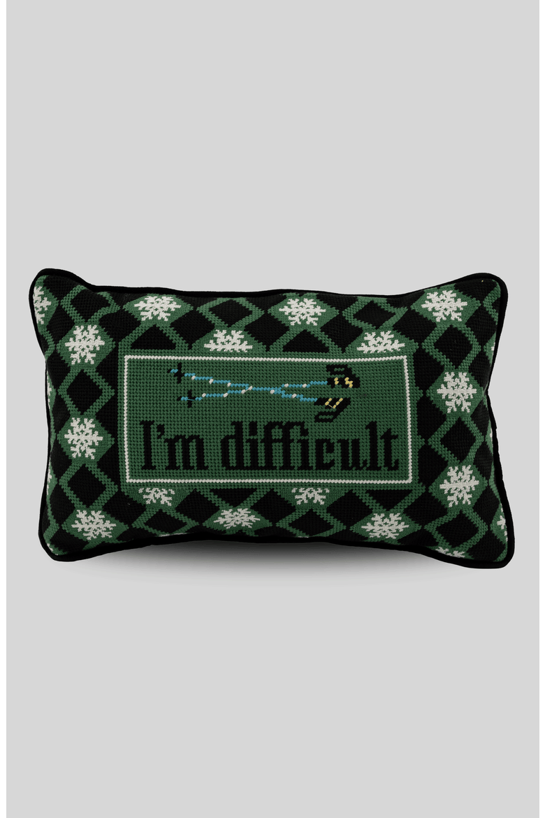 I'm Difficult Needlepoint Pillow, Main, color, Black
