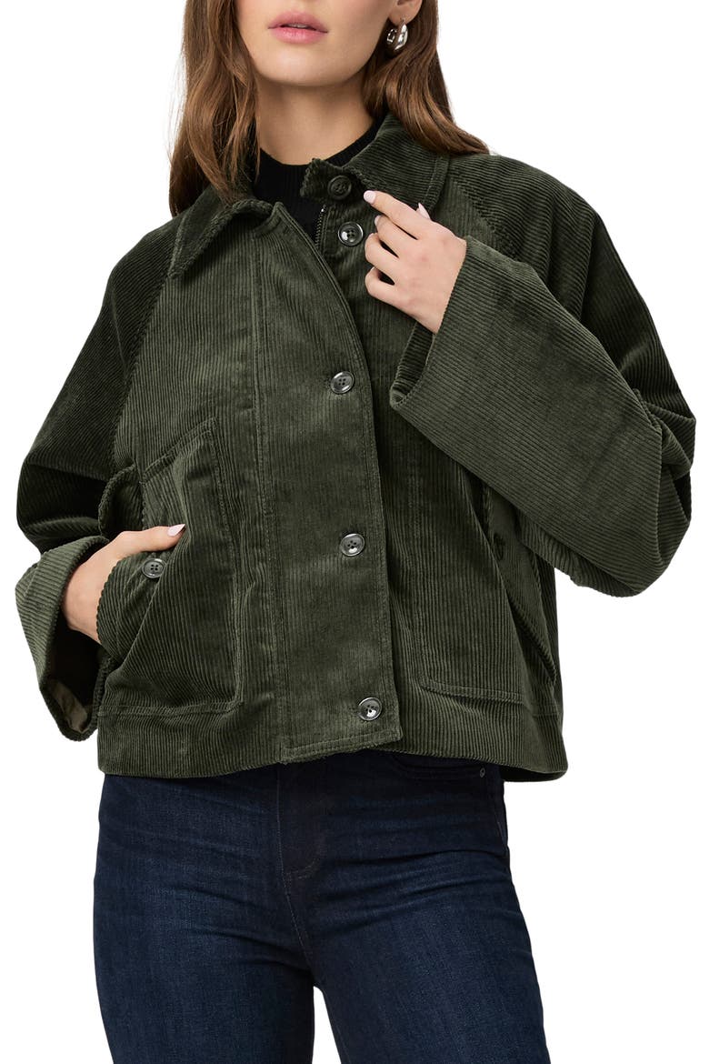 Tylee Boxy Corduroy Jacket, Main, color, DARK FERN GREEN