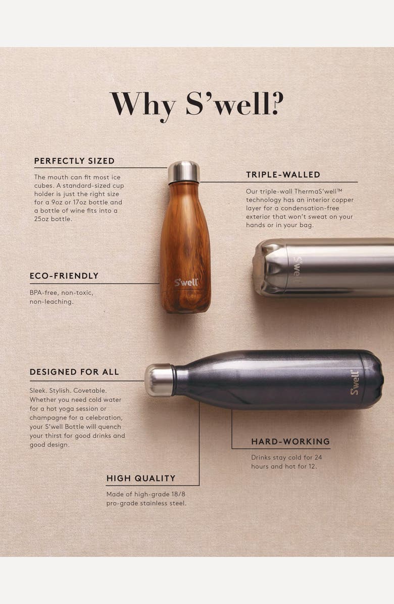 S'well 'Metallic Collection - Yellow Gold' Stainless Steel Water Bottle, Alternate, color,