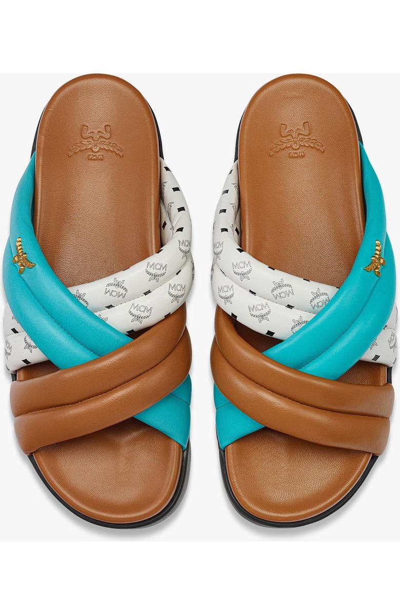 MCM Monogram Cross Sandals in Lamb Leather, Alternate, color, Multi