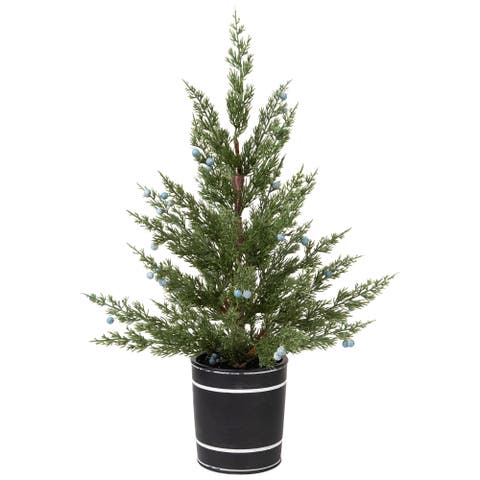 Potted Pine and Juniper Berry Artificial Christmas Tree - 23" - Unlit