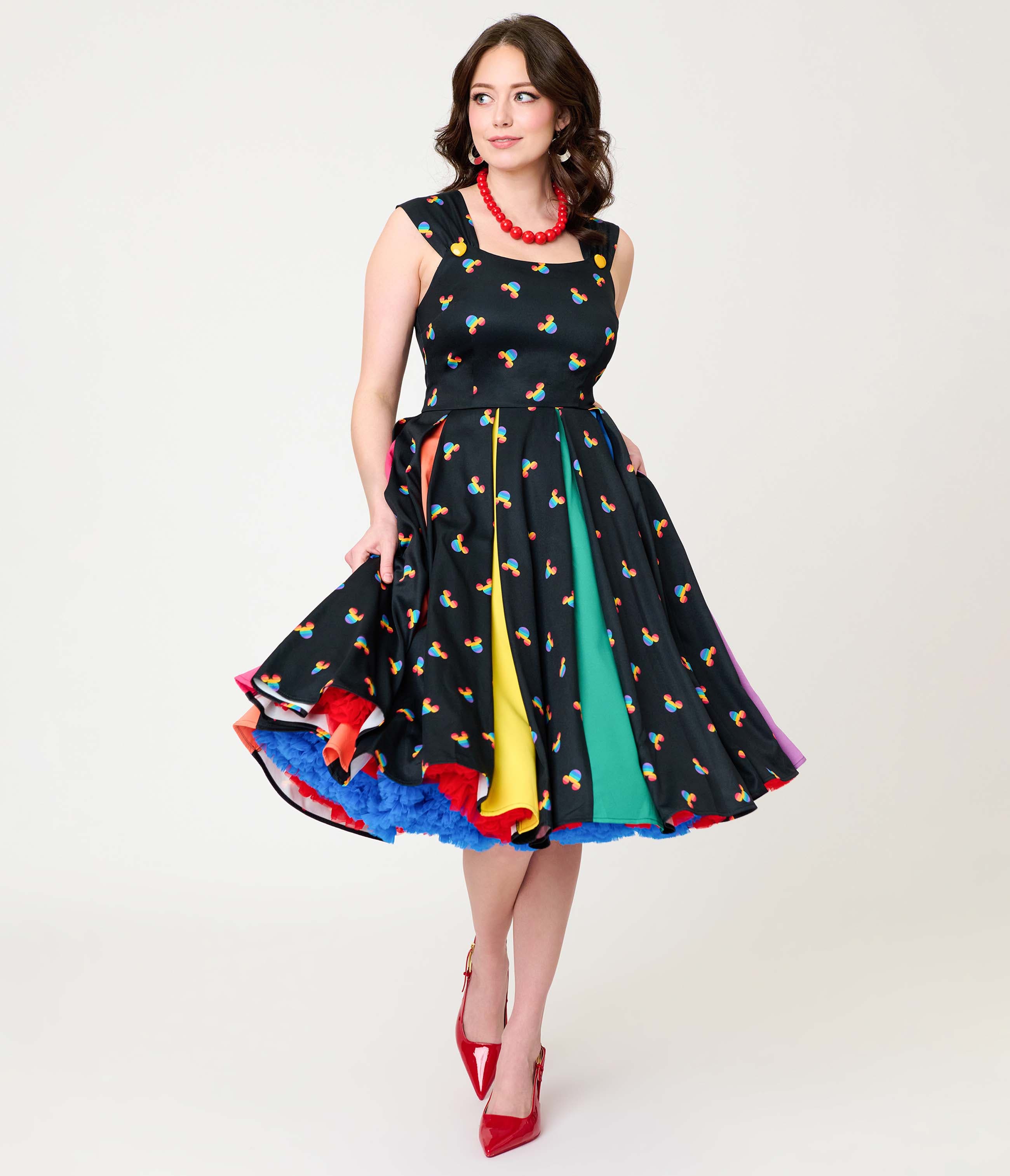 selected Black Rainbow Mickey Print