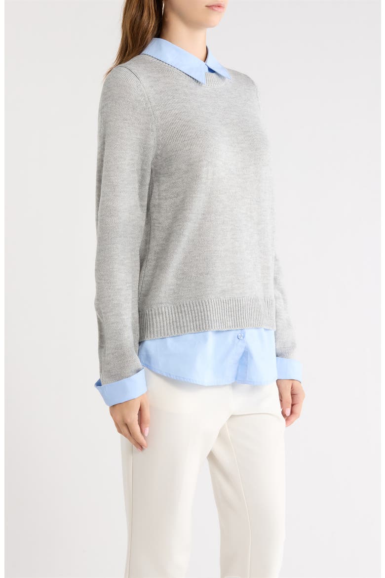 Azira Mixed Media Layered Sweater, Alternate, color, LIGHT GREY MULTI