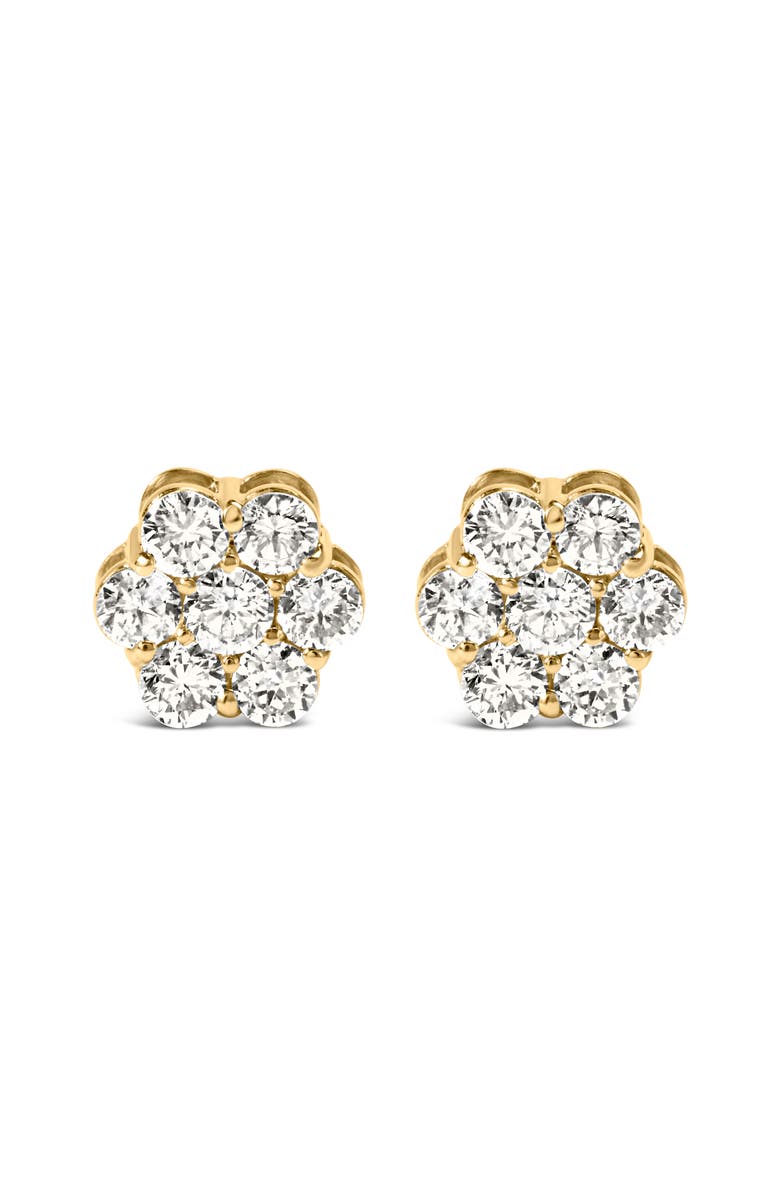Haus of Brilliance 14K White Gold 1 1/2 cttw Diamond Floral Cluster Stud Earrings, Main, color, Yellow