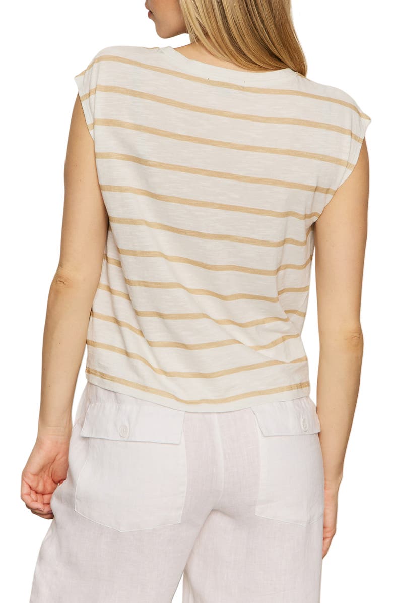 Sanctuary Pleated Stripe Muscle Tee, Alternate, color, Sandstone