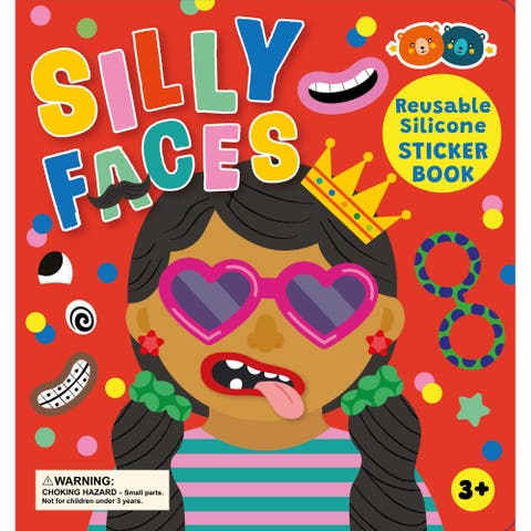 Reusable Silicone Sticker Book, Silly Faces, Kids 3+