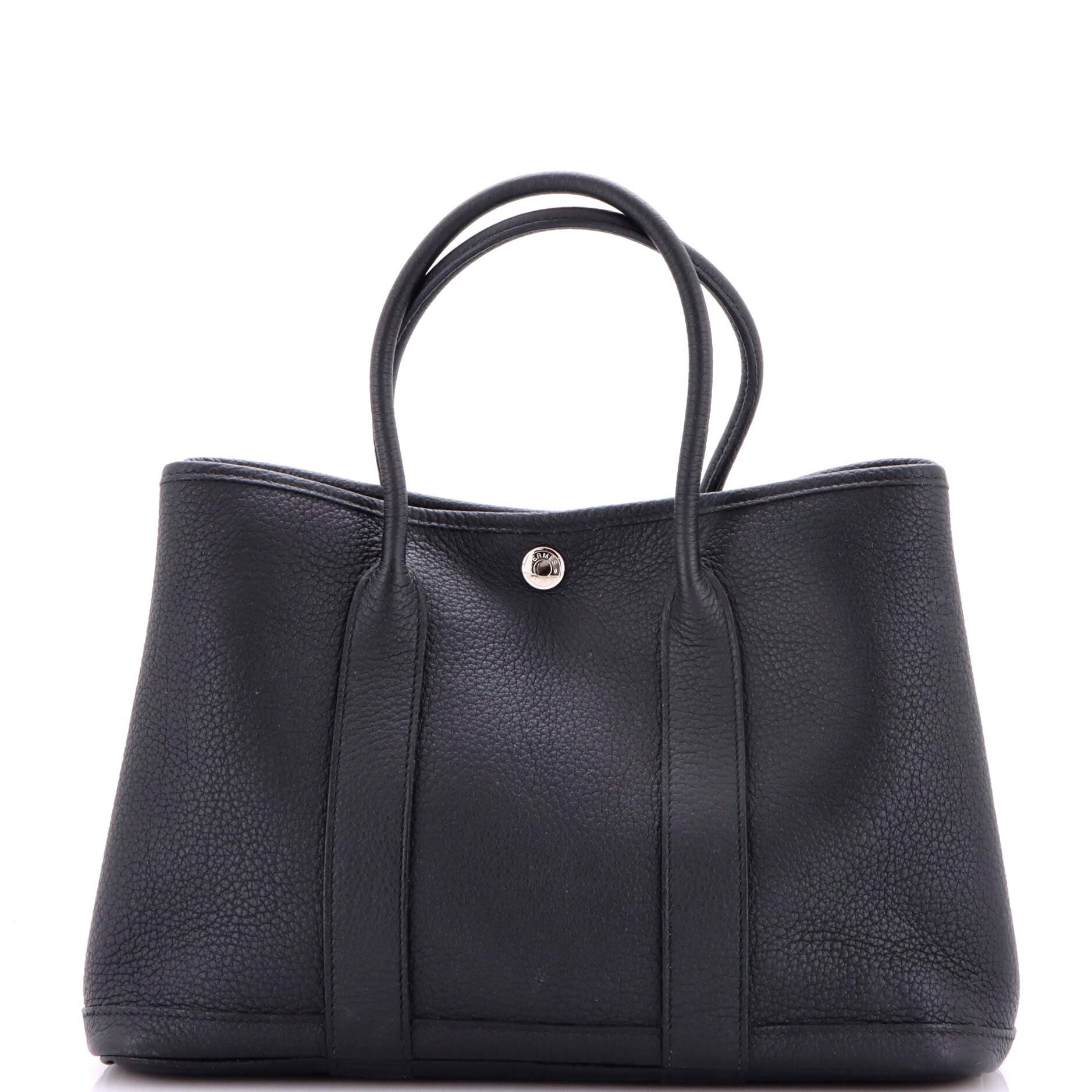 Pre-Owned Hermes Garden Party Tote Leather 30, Main, color, Noir
