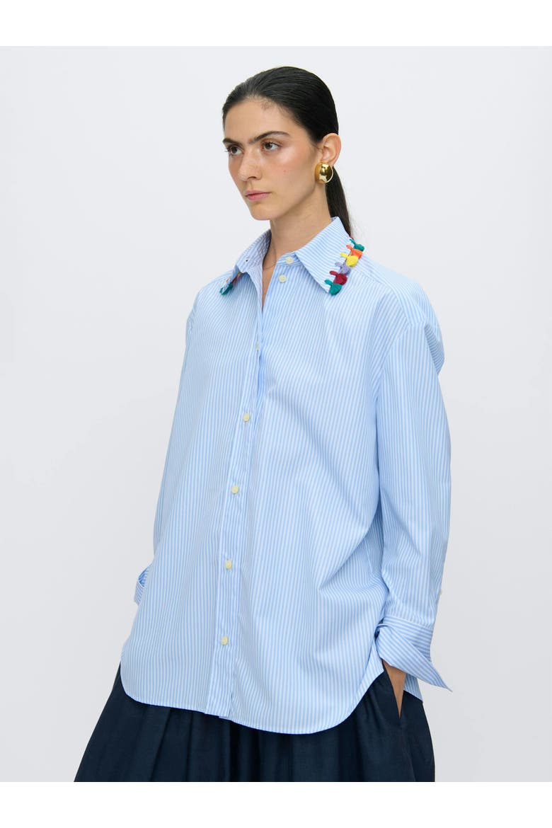 LYN Tassel collar shirt MC, Alternate, color, Blue