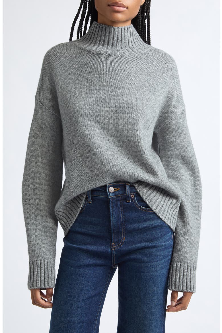 Journey Merino Wool & Cashmere Sweater, Main, color, MEDIUM HEATHER GREY