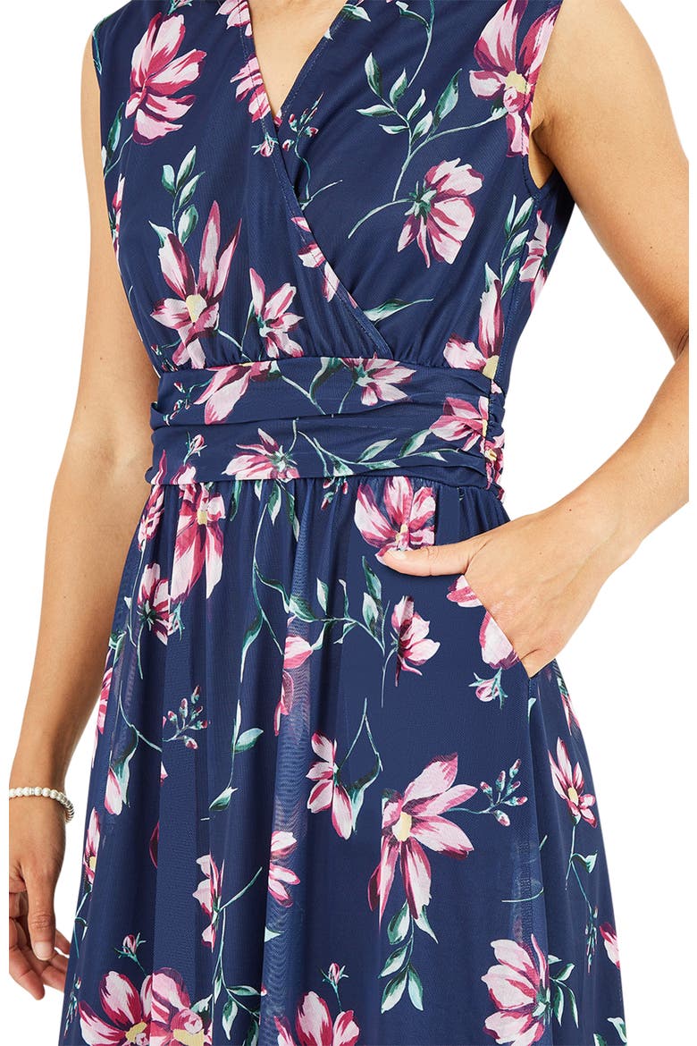Mesh Stretch Midi Dress, Alternate, color, Navy