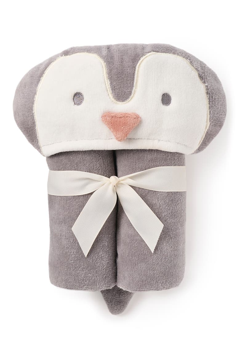 Terry Velour Hooded Penguin Towel, Alternate, color, GRAY