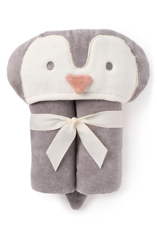 Elegant Baby Terry Velour Hooded Penguin Towel In Gray
