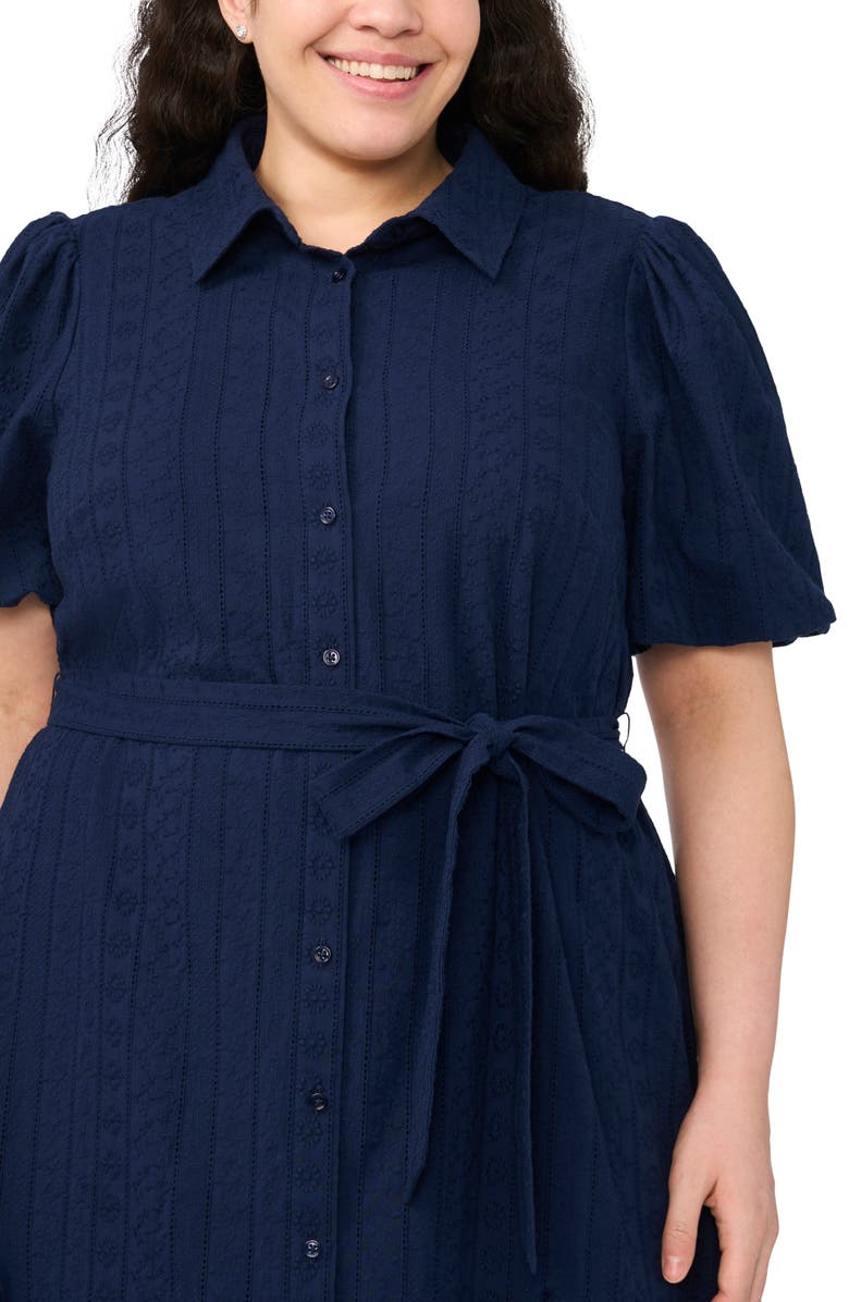 CeCe Embroidered Tie Waist Maxi Shirtdress, Alternate, color, Classic Navy