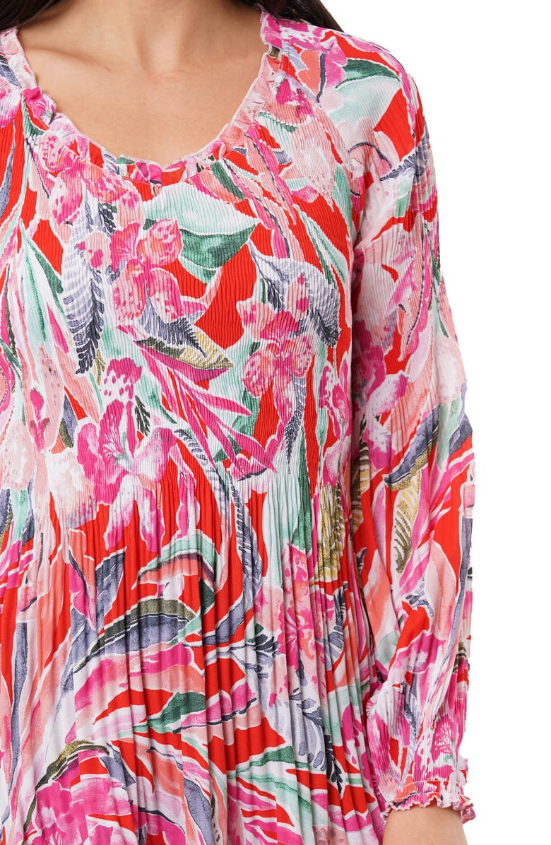 SUNNY LEIGH Pleated Ruffle V-Neck Top, Alternate, color, Magdelena