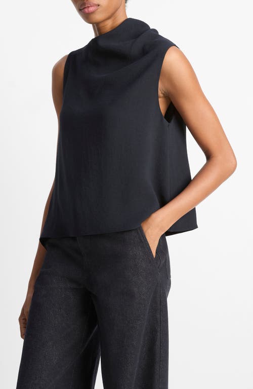 Vince Asymmetric Drape Sleeveless Top In Black