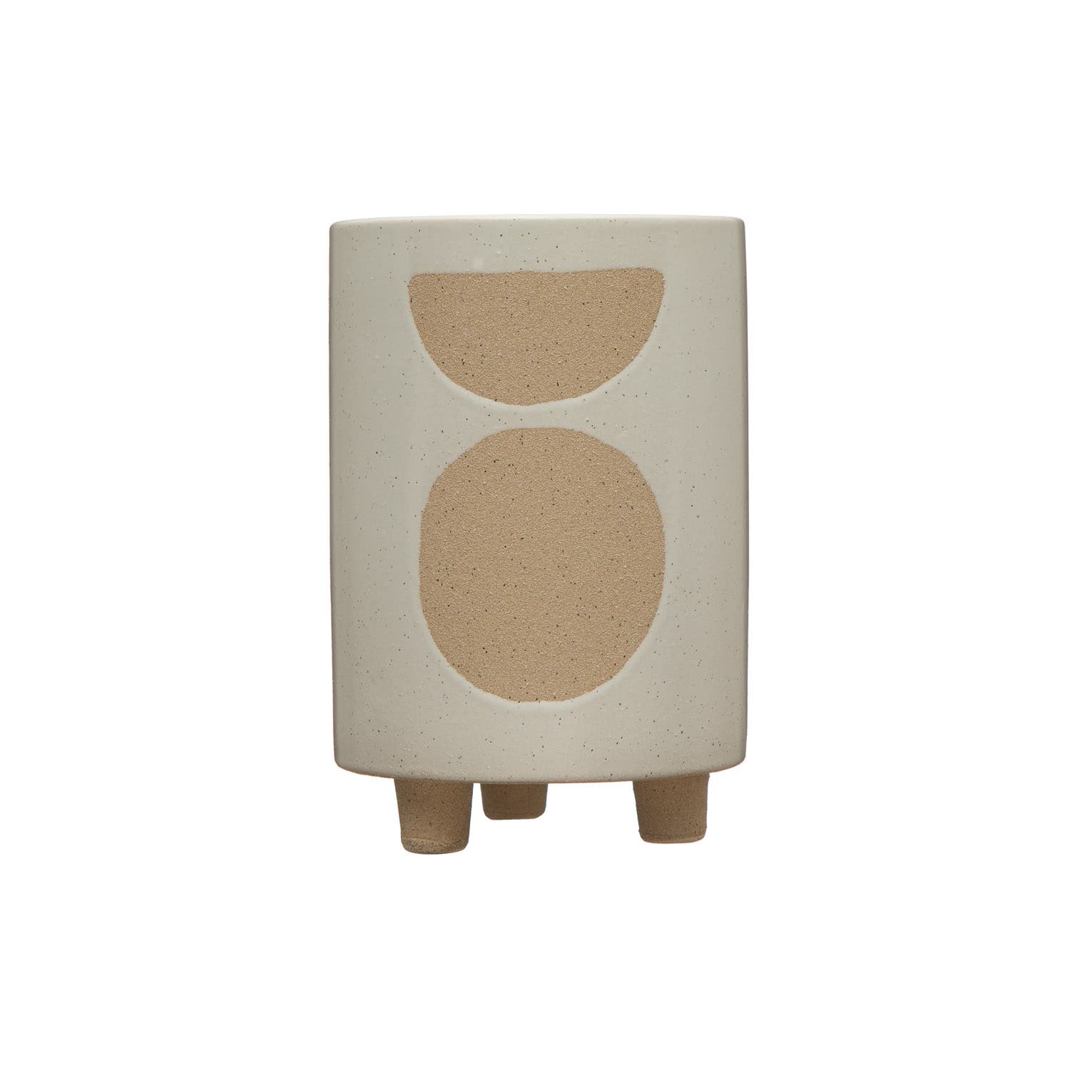 Distressed Cream Terracotta Planter with Fluted Texture