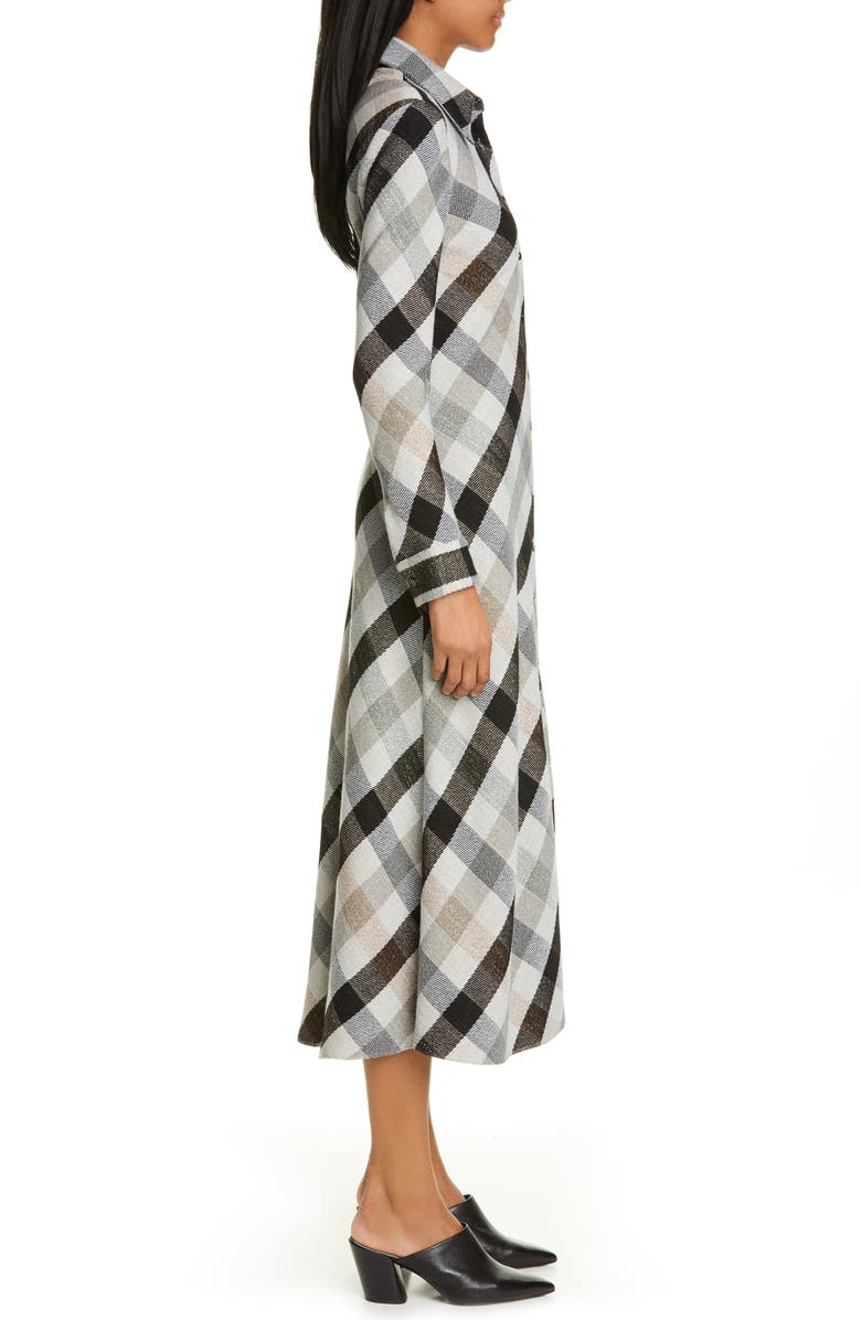 Rosetta Getty Plaid Long Sleeve Mouline Midi Shirtdress, Alternate, color, 