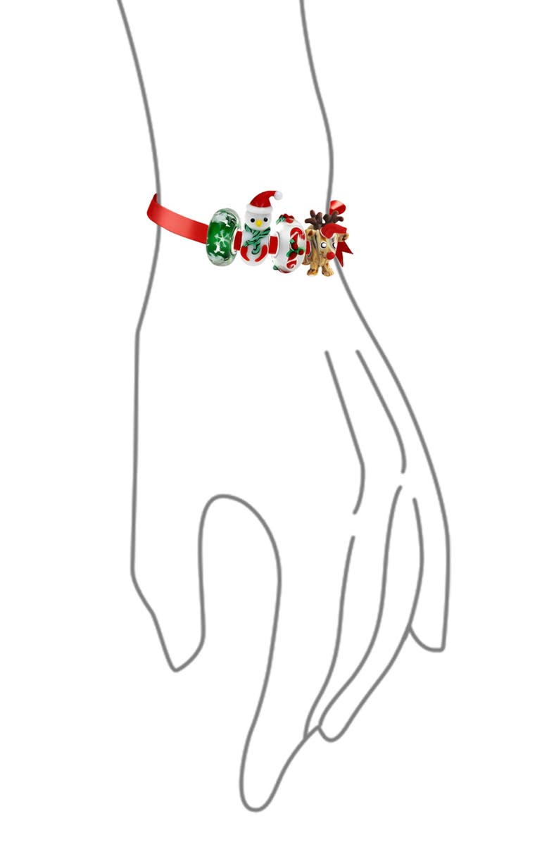 BLING JEWELRY Christmas Theme Sterling Silver Charm Bracelet, Alternate, color, Multi-Color