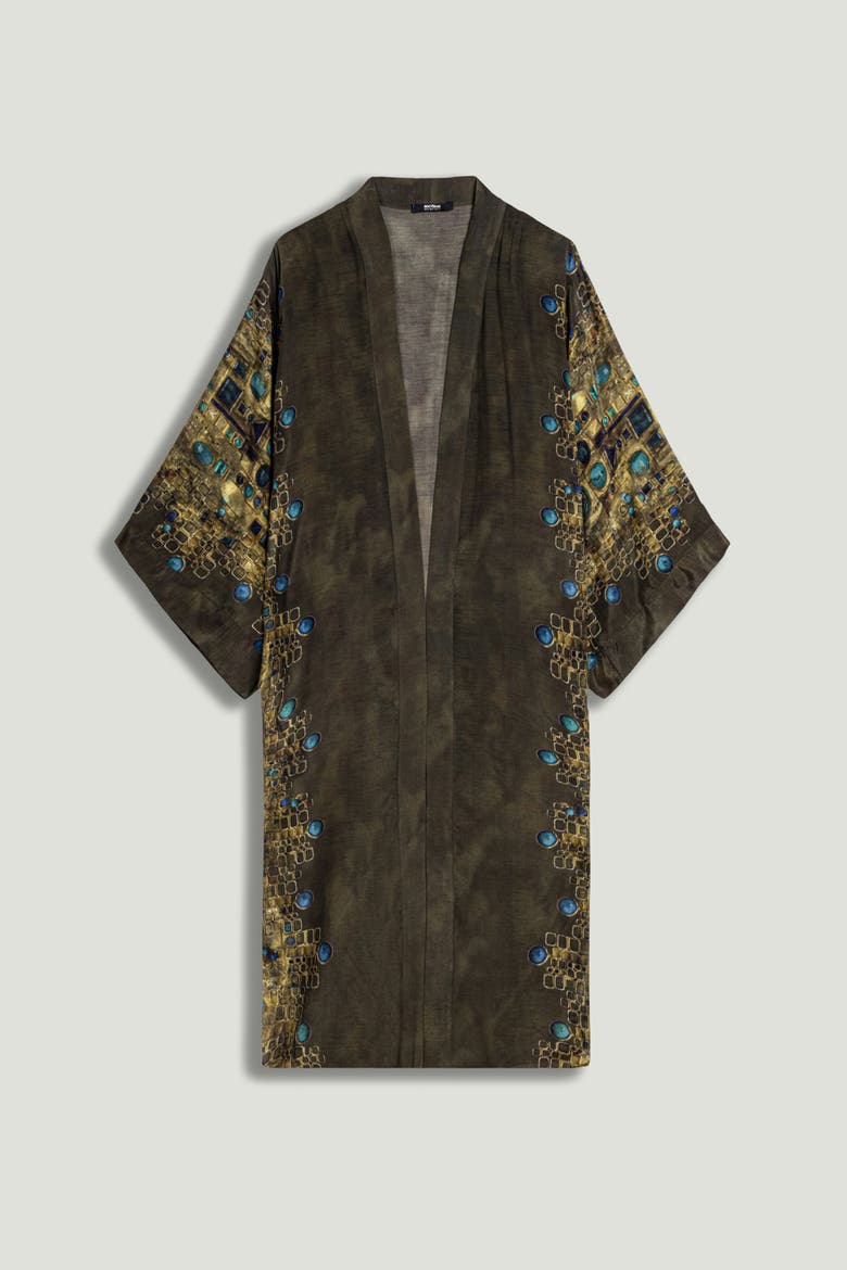 Printed Long Robe, Alternate, color, Multi-Colored