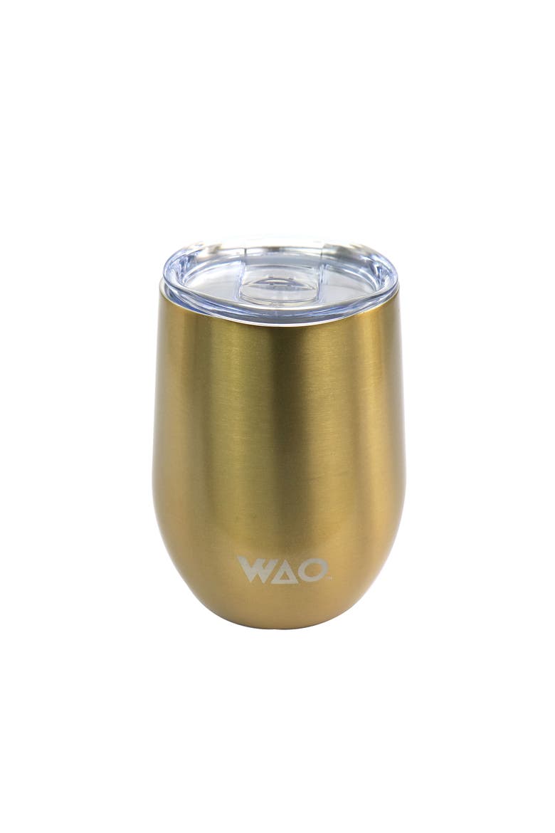 12 Ounce Thermal Wine Tumbler with Lid in Gold, Main, color, Gold