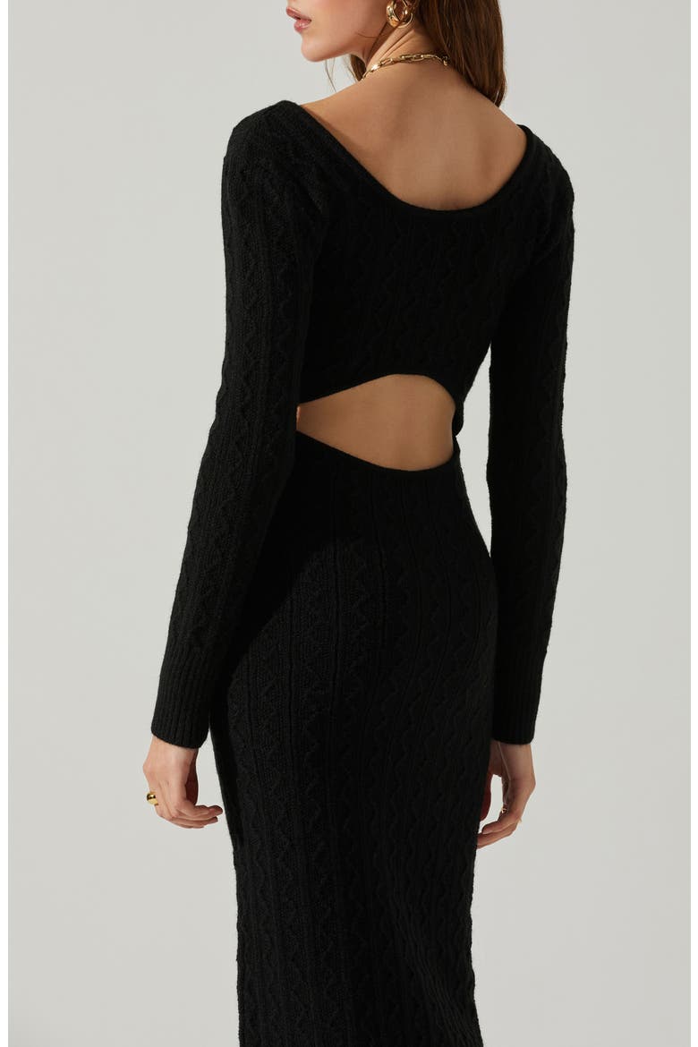 Regina Cutout Long Sleeve Midi Sweater Dress, Alternate, color, BLACK