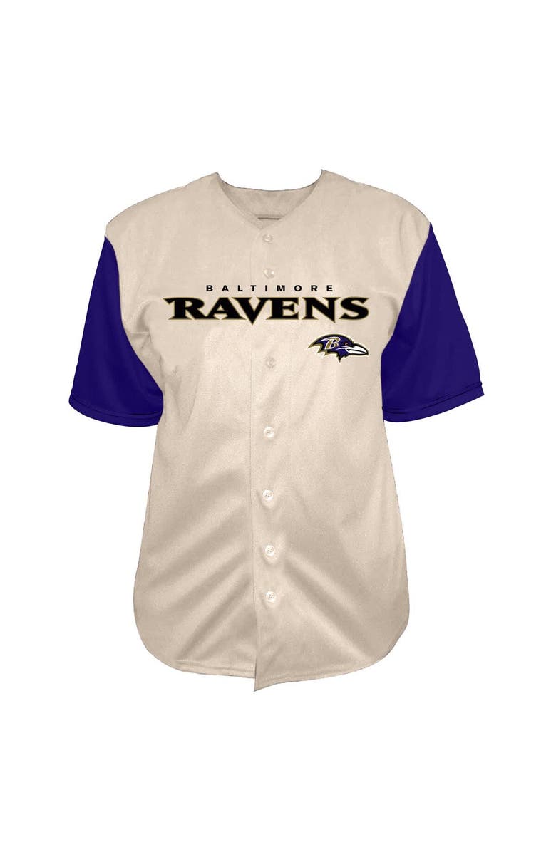 FANATICS Men's Fanatics Lamar Jackson Cream Baltimore Ravens Big & Tall Baseball Button-Up Shirt, Alternate, color, Cream