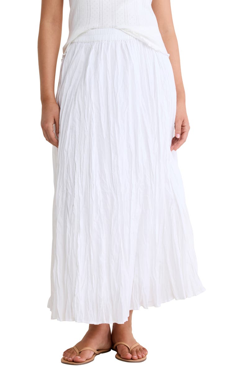 nz BY NIC AND ZOE Cotton Crinkle Maxi Skirt, Main, color, Paper White