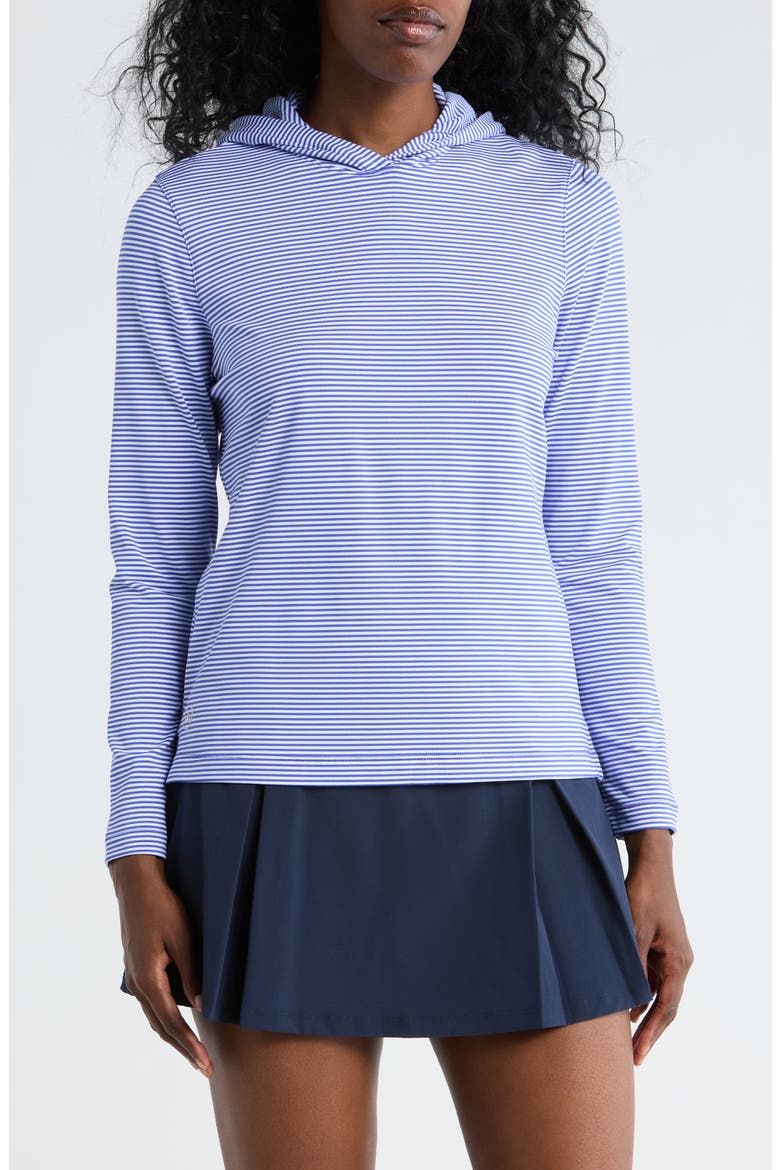 Pine Vista Stripe Performance Hoodie, Main, color, PACIFIC BLUE / WHITE