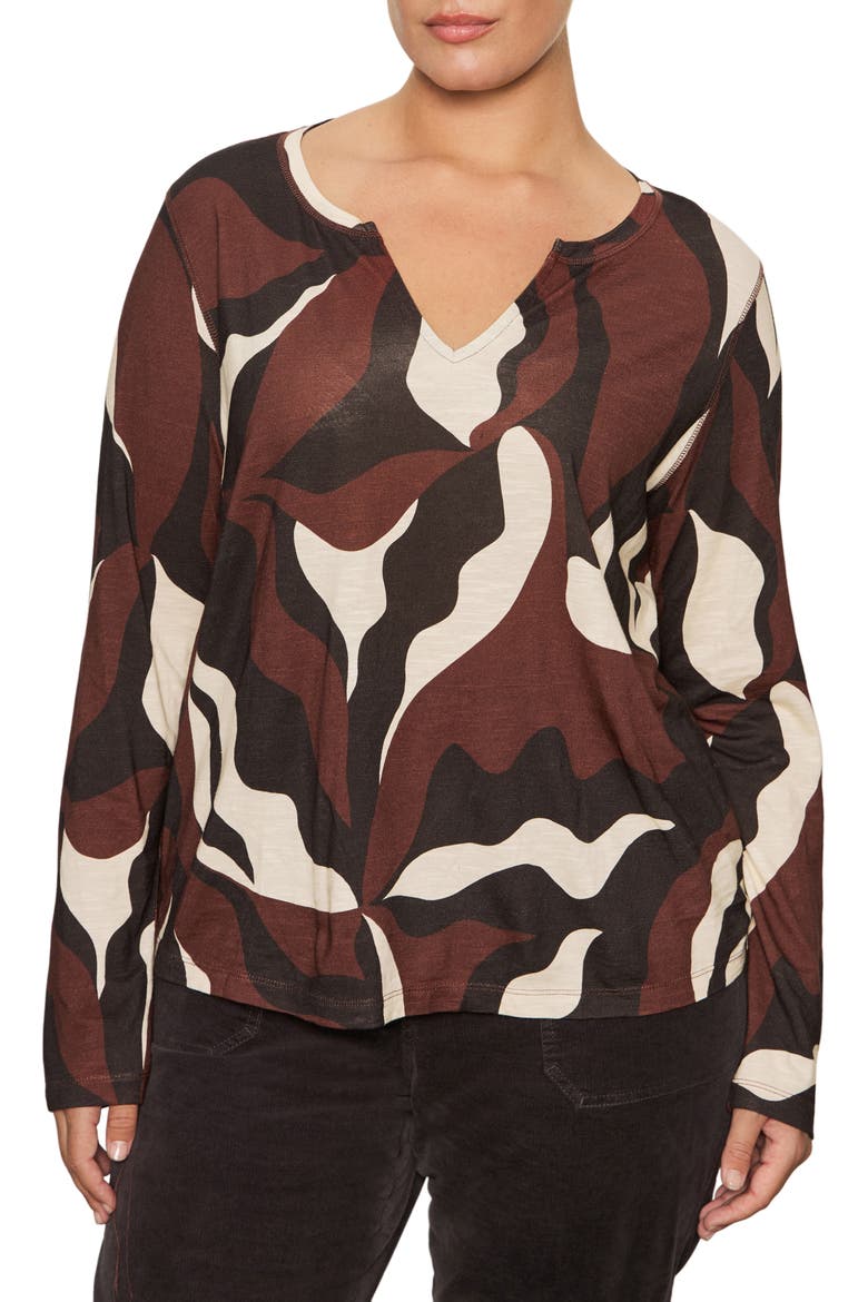 Perfect Notch Print Long Sleeve T-Shirt, Main, color, CHICORY SW