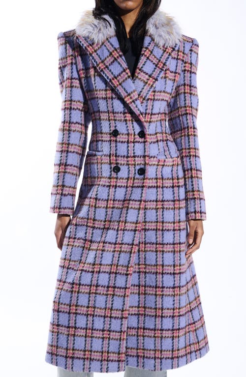 Azalea Wang Plaid Trench With Faux Fur Collar In Multi