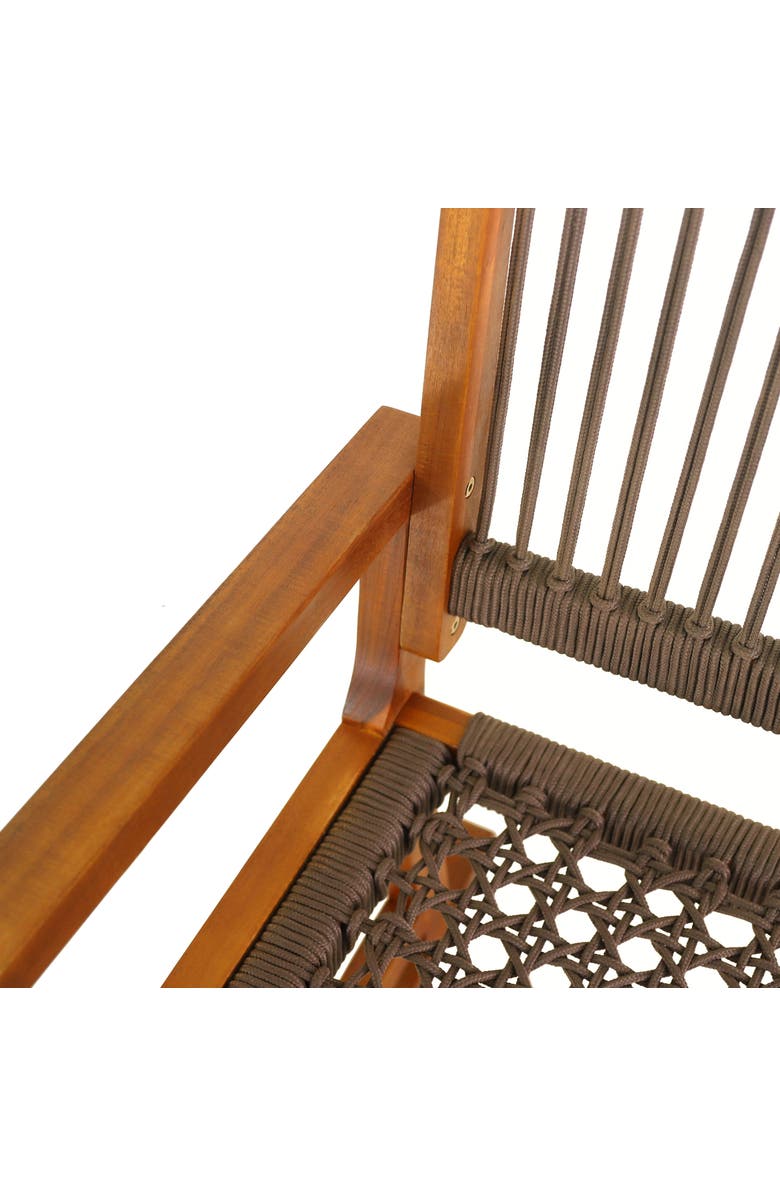 JONATHAN Y Laguna Coastal Casual 352-LBS Support Acacia Wood and Woven Rope Outdoor Rocking Chair, Alternate, color, Brown