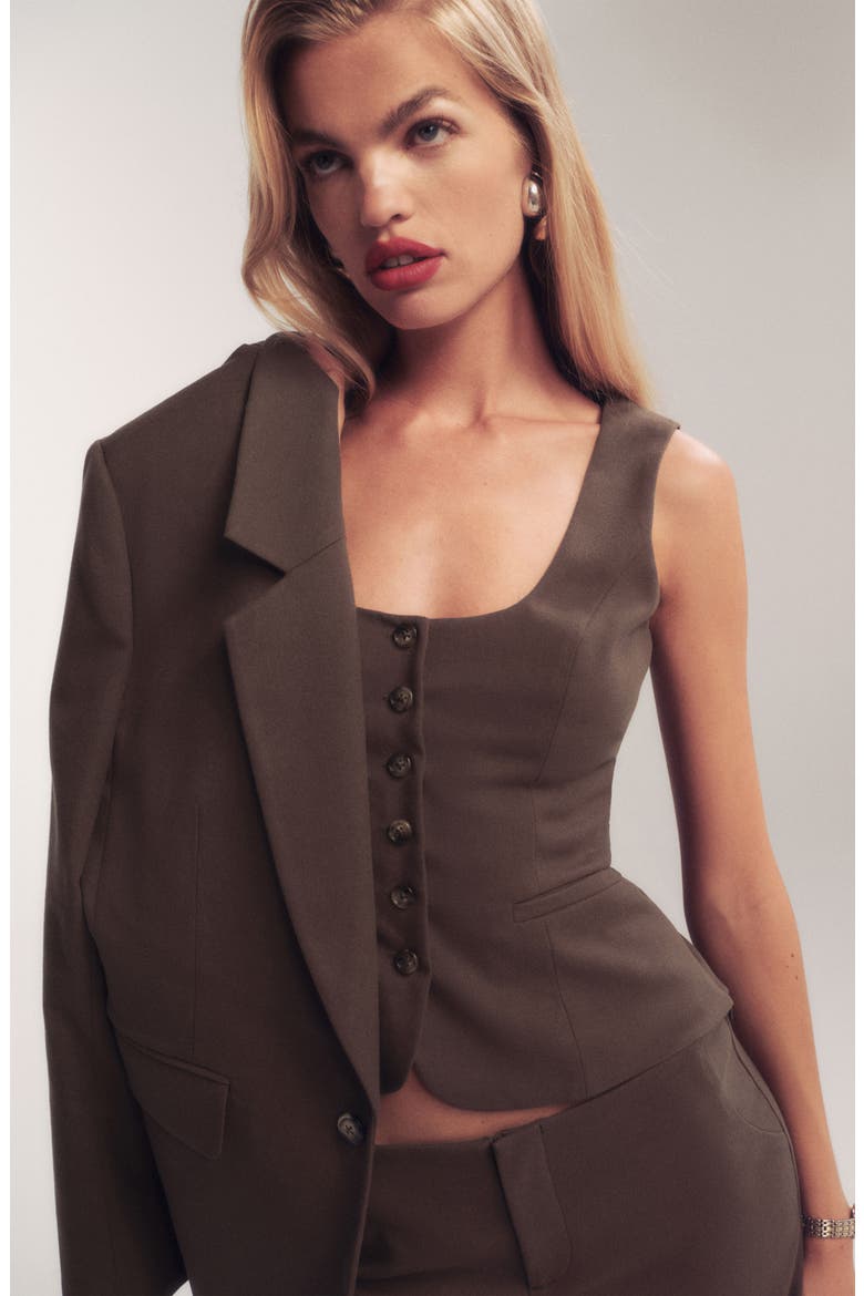 Delanie Crop Vest, Alternate, color, BROWN