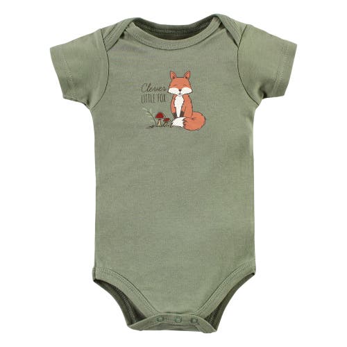 Hudson Baby Five-piece Set Of Cotton Infant All-in-one Bodysuits In Green