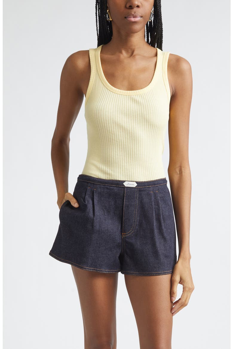 The Rond Carré Rib Cotton Tank, Main, color, LIGHT YELLOW