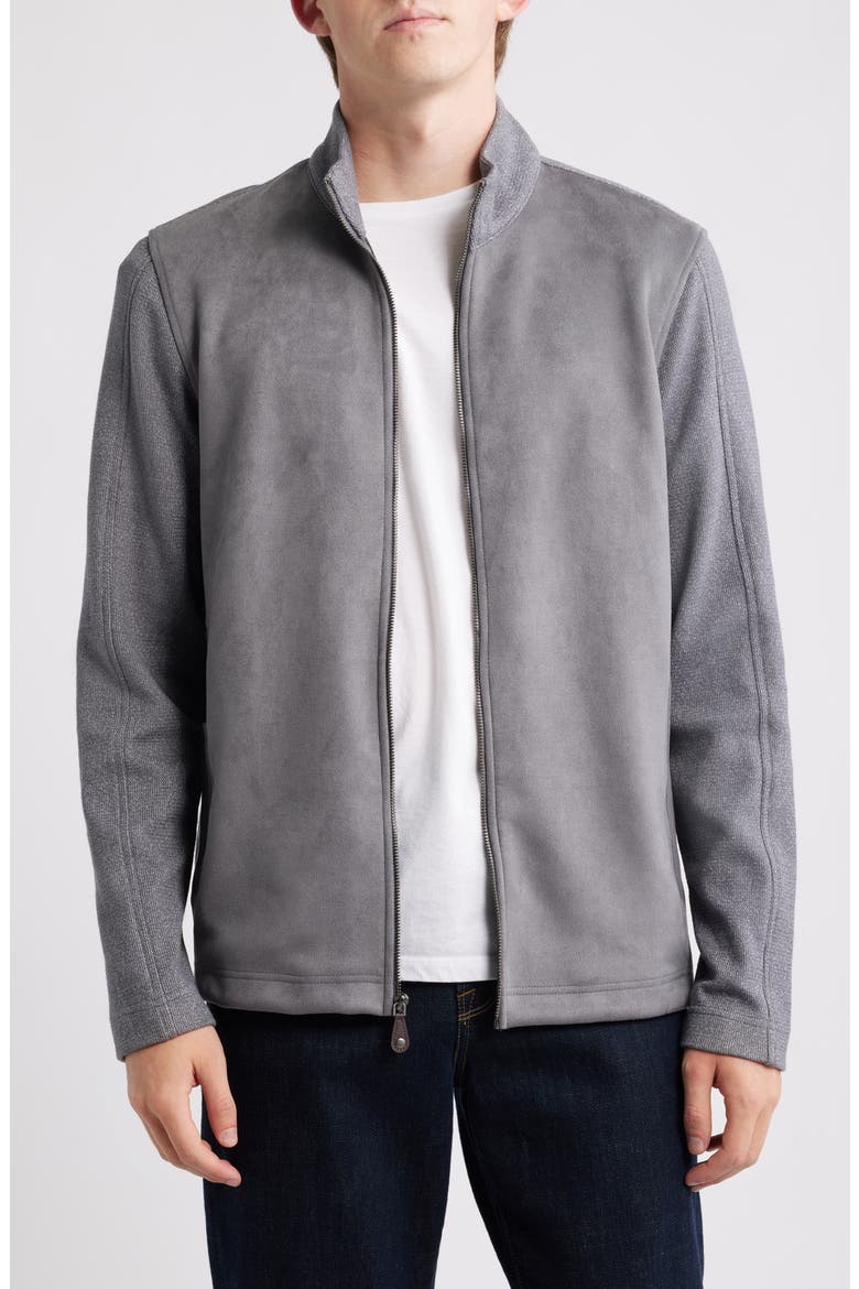 Sueded Mixed Media Jacket, Main, color, GRAY