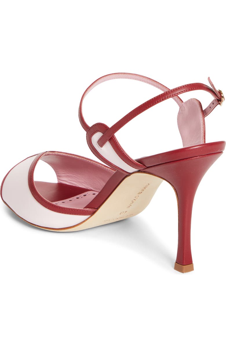 Manolo Blahnik Todda Colorblock Sandal, Alternate, color, Lpnk 6804/Dred 6039