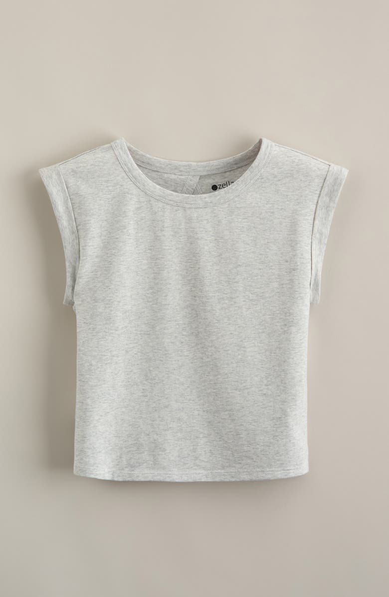 Zella Girl Kids' Breeze Back Tee, Main, color, Grey Light Heather