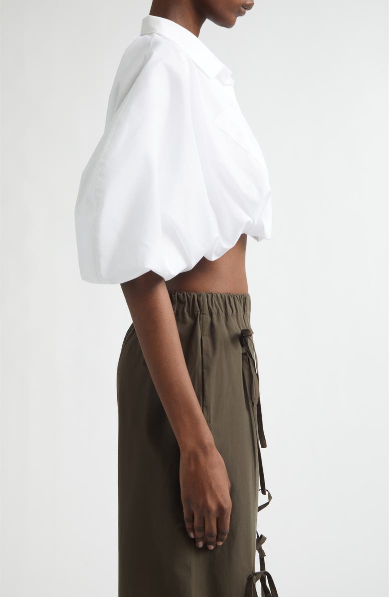 renaissance renaissance Tiny Crop Cotton Poplin Button-Up Bubble Shirt, Alternate, color, 