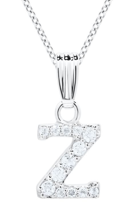 White Topaz Pavé Initial Pendant Necklace (Baby)