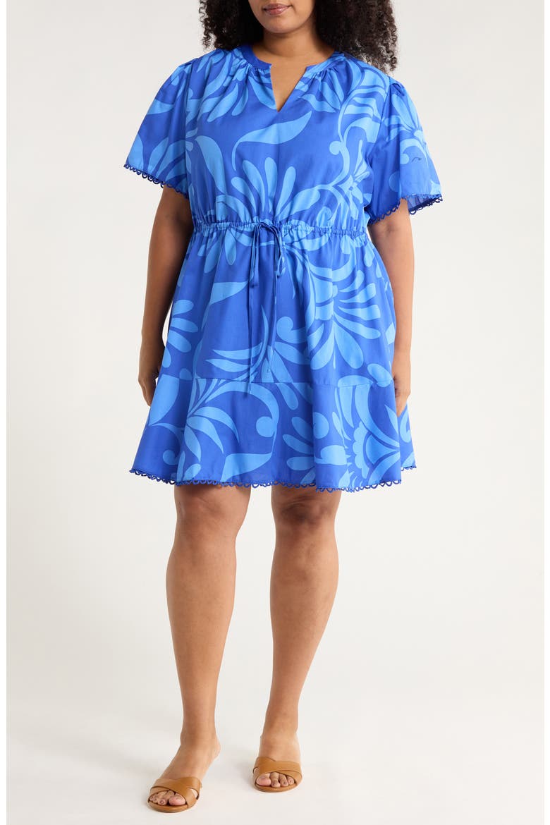 Emidora Floral Cotton Shift Dress, Main, color, NAVY-BLUE