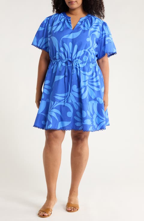 Emidora Floral Cotton Shift Dress (Plus)