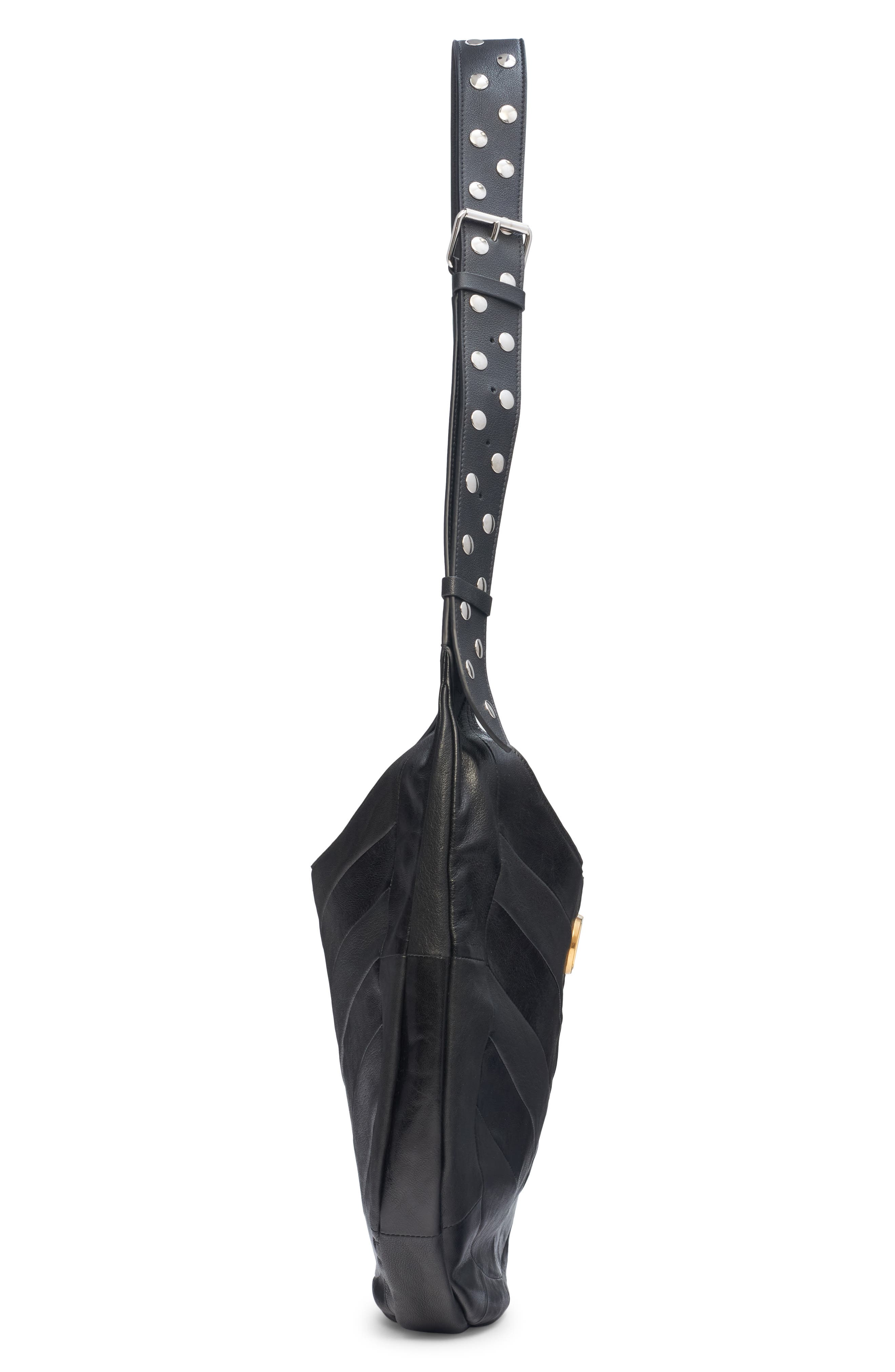 Valentino Garavani Hoboho Patchwork Leather Hobo Bag, Alternate, color, Nero