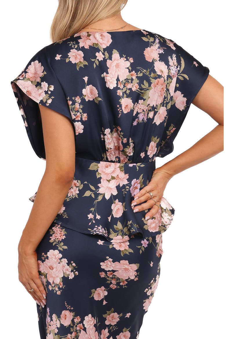 Ricki Floral Print Dolman Sleeve Satin Top, Alternate, color, NAVY FLORAL