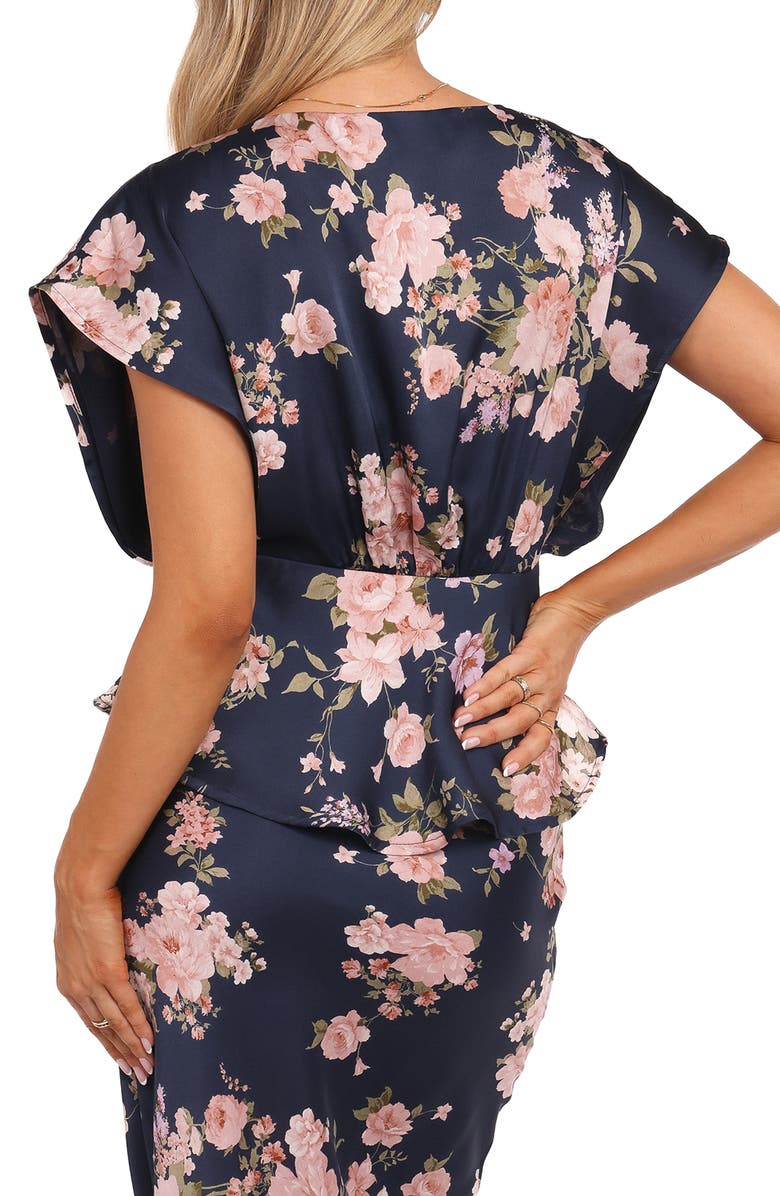 Petal & Pup Ricki Floral Print Dolman Sleeve Satin Top, Alternate, color, Navy Floral