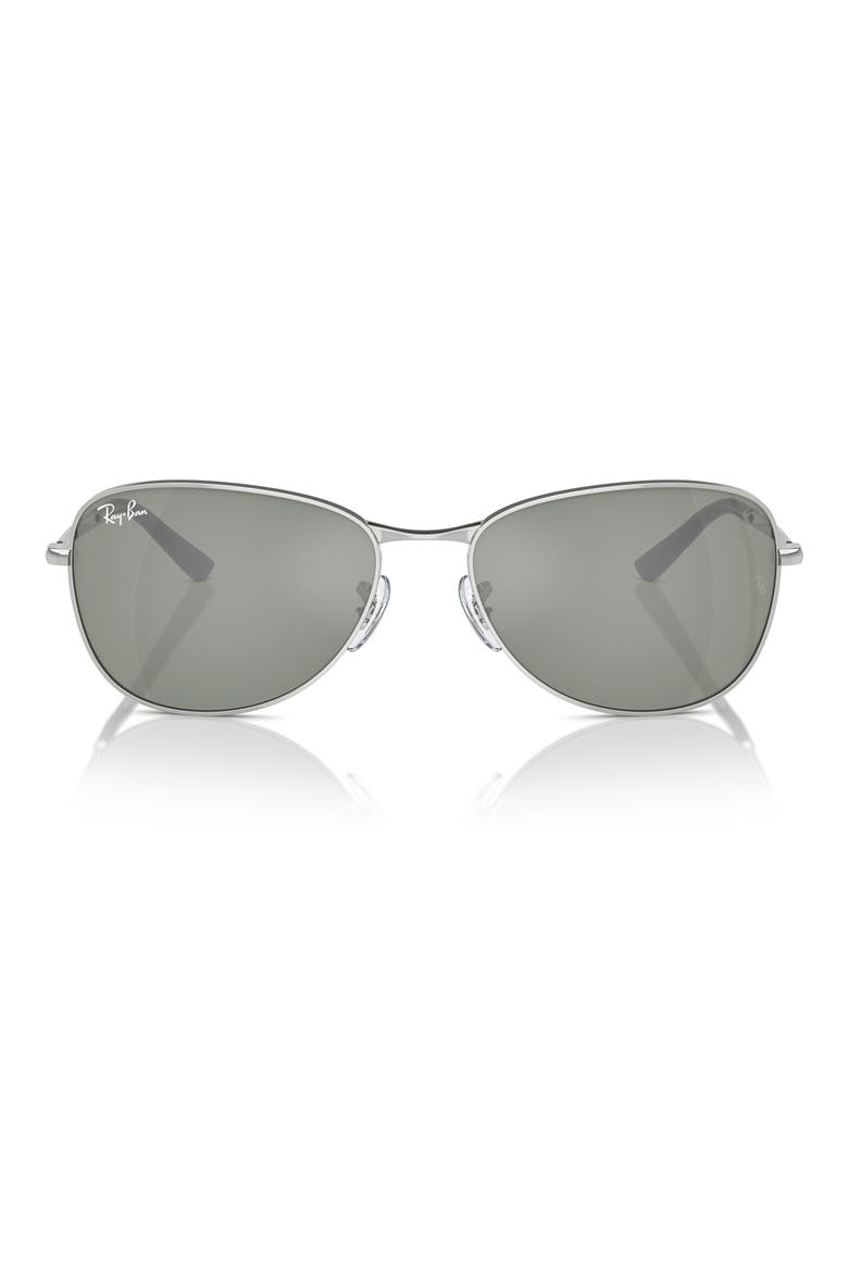 56mm Pilot Sunglasses, Main, color, SILVER