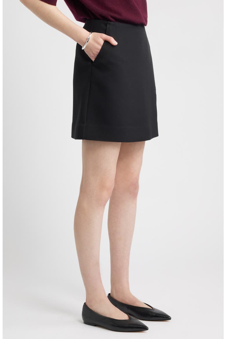Twill Miniskirt, Alternate, color, BLACK