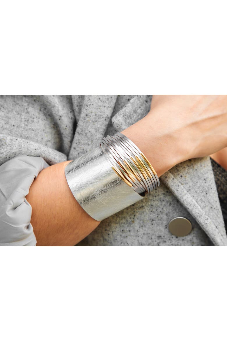 Hammered Cuff, Alternate, color, Silver