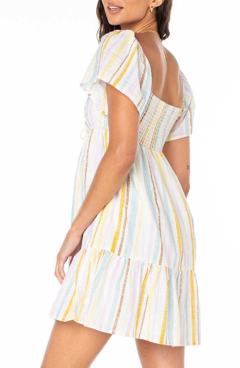 Roxy Salty Breeze Stripe Cotton Minidress, Alternate, color, Egret
