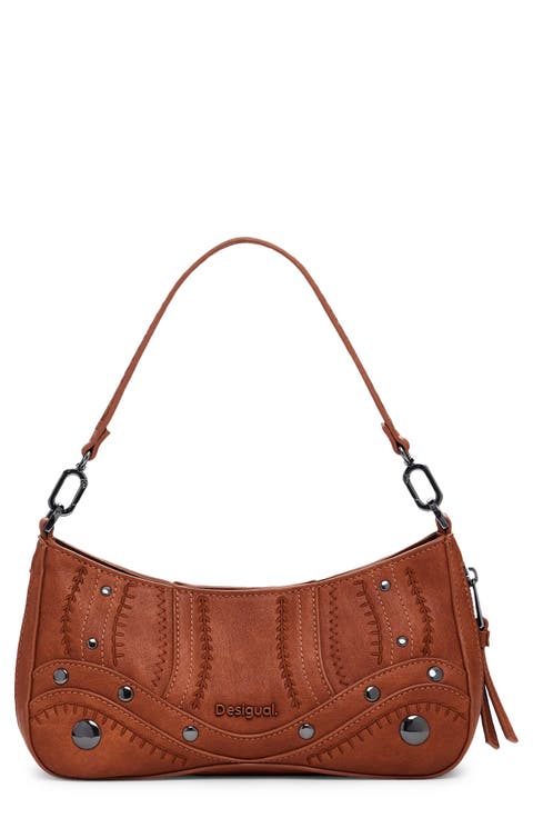 Small Embroidered Faux Leather Crossbody Bag