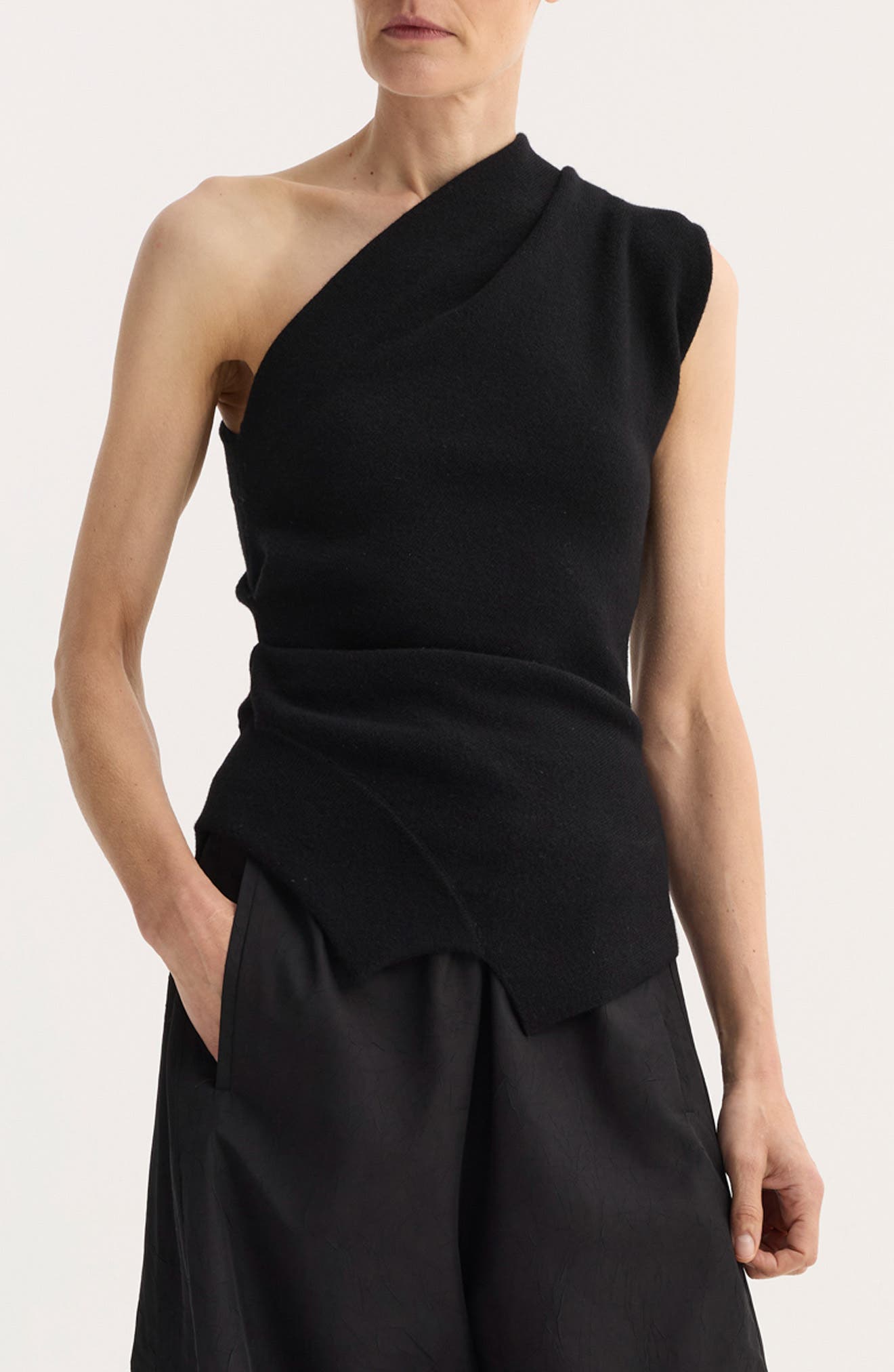 One-Shoulder Wool Blend Sweater
